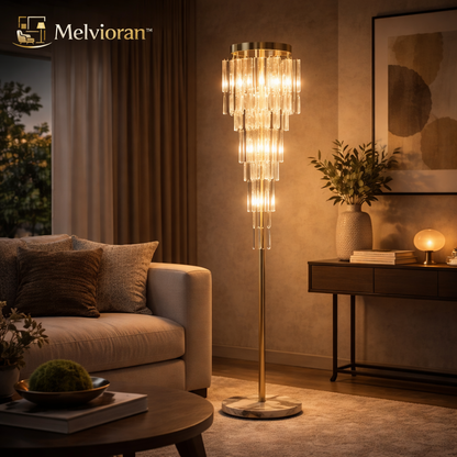 Melvioran™ Crystal Cascade Floor Lamp